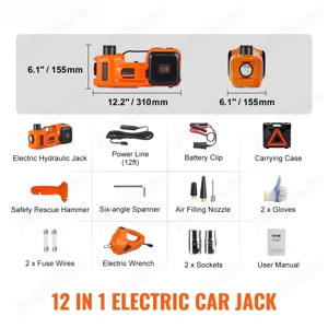 Cric electric auto VEVOR 5 tone, compresor, cheie, 12V, NOU - imagine 2