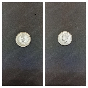Moneda argint 5 Cents, MALAEZIA, 1945