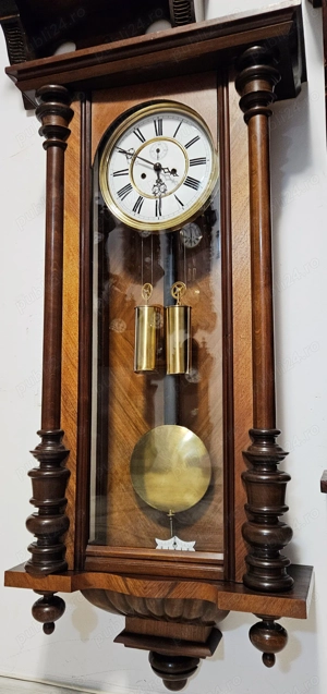 Ceas de perete cu pendula si 2 greutati Gustav Becker 