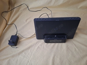 Radio Sony Dock Conector Lightning iPod iPhone cu ceas deşteptător,  Negru