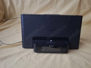 Radio Sony Dock Conector Lightning iPod iPhone cu ceas deşteptător,  Negru - imagine 2
