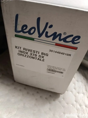 LeoVince Set Piese de Schimb Tobă de Eșapament Capac Tobă de Eșapament Oțel Inoxidabil 370 mm Dreapt - imagine 3