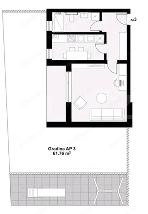 Apartament cu 1 cameră 40 mp, grădină proprie 60 mp – Giroc - imagine 2