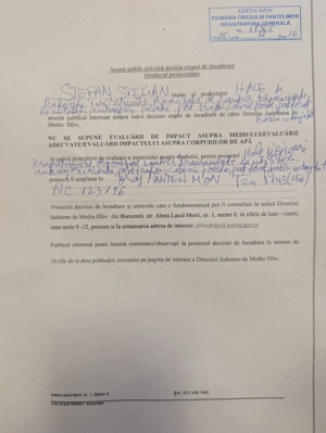 Anunt public privind decizia etapei de incadare Stefan Stelian