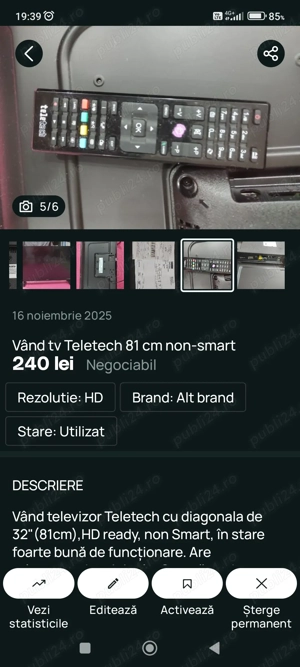 Vând televizor Teletech 81 cm non-smart 