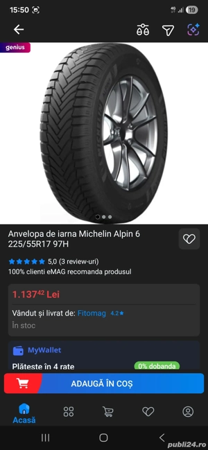 cauciucuri de iarna 225 50 17 michelin alpin 6