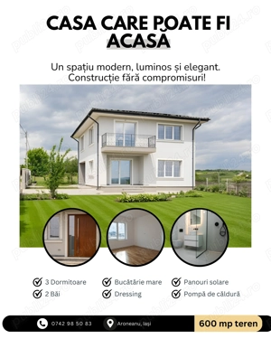 Casă nouă, Aroneanu, 600 mp teren, 4 camere, dressing, 2 bai