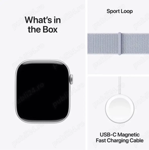 APPLE Watch 10, GPS, 46mm Silver Aluminium Case, Blue Cloud Sport Loop,NOU IN CUTIE SIGILATA! - imagine 3