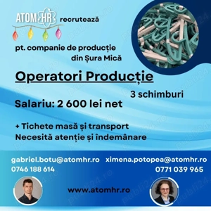 Atom HR angajează Operatori producție - companie Șura Mică!