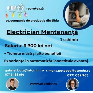 Atom HR angajează Electrician Mentenanță!
