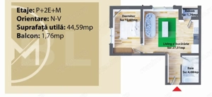 Apartament 2 camere, 44,59 mp, nou, Zona Ipotesti