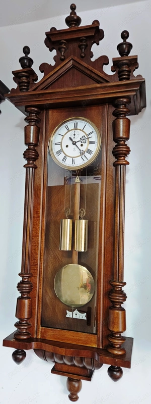 Ceas de perete cu pendula si 2 greutati Gustav Becker P64