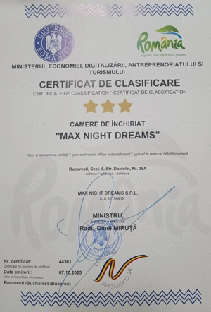 Camere airbnb Ghencea-Dantelei acreditata Ministerul Economiei, Digitalizarii siTurismului