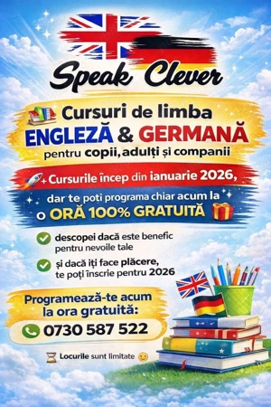 Cursuri de limba ENGLEZĂ & GERMANĂ pentru copii și companii