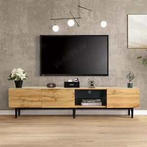 Comodă TV modernă cu lumini LED cu aspect de lemn(WF293120ANN)