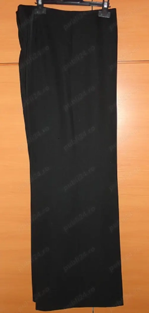 Pantaloni eleganti din matase plina neagra, model drept