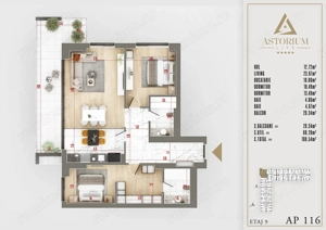 Apartament 3 camere  decomandat  Astorium life Bloc A - imagine 7