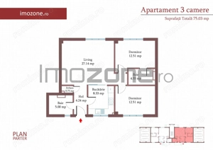 3 camere cu CURTE si PARCARE proprie, 75 MP, FINISAT MODERN,  COMISION 0%