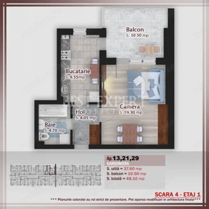 Garsoniera 500 mt STB/Incalzire Pardoseala