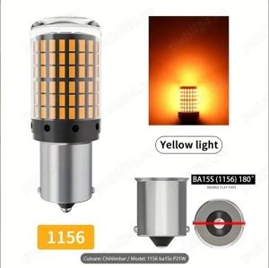 Bec semnalizare LED galben/ portocaliu 2025 bec LED semnalizare P21W (1156) BA15S; becuri LED semnal