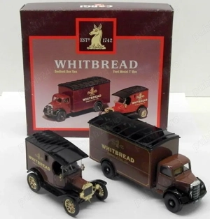 Set fabrica bere Whitbread Corgi 1990 camion de epoca Bedford Anglia, Ford T, machete metal noi 1:50 - imagine 4