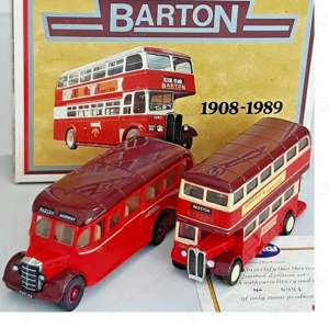 Set Barton autobuze de epoca: Bedford si AEC Regent Anglia, Corgi 1990, machete metal noi, sc. 1:50