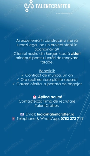 Cautam in toata tara romani ZIDARI pentru clientul nostru din Norvegia! - imagine 2