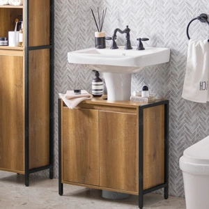 Dulap de baie cu 2 uși din lemn (BZR63-II-PF)