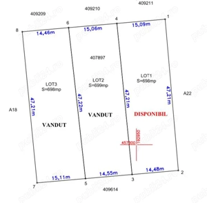 MOS CRACIUN va ofera ULTIMA parcela de 700mp (intravilan) front de 15m, se vinde cu doar 9 500 Euro 