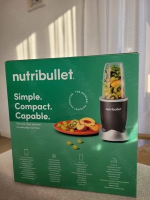 Blender Nutribullet  Original 0C22300024, 600W, 1 viteza, cupa 0.5l, cupa inalta 0.7l, Argintiu