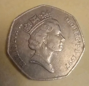 Vind moneda din Anglia de 50 pence  din an 1997  