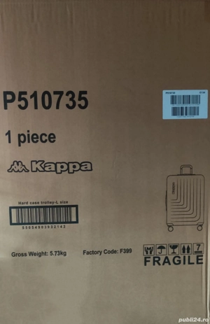 Valiză Troler Original KAPPA Carcasă Rigidă Cifru 4 Roți Duble Mâner - imagine 2