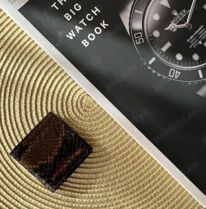 Idee cadou lux - Clip magnetic pentru bani din piele exotică de piton