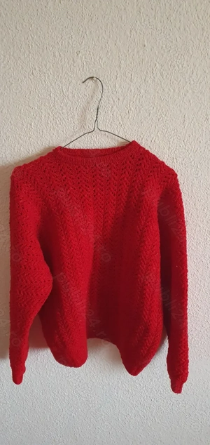 Pulover rosu lana handmade M L