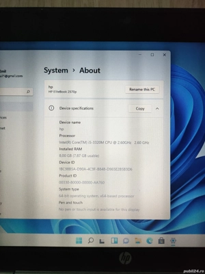 hp elitebook 2570p cu displei de 12,3 si procesor i5 in stare foarte buna - imagine 5
