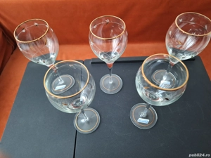 Pahare vechi pentru vin sampanie aurite, model deosebit - imagine 5