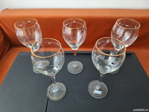 Pahare vechi pentru vin sampanie aurite, model deosebit - imagine 4