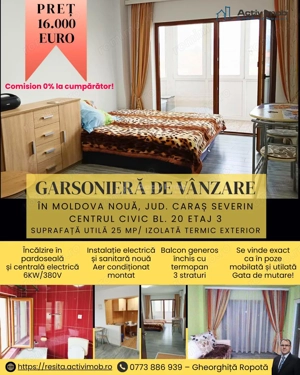Moldova Noua, Garsoniera 25, 09 mp – gata de mutare!