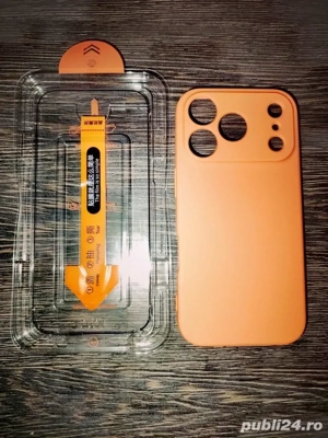 Husa + Folie Sticlă privacy iPhone 17 Pro cu suport Automontare