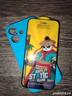 Husa Blue + folie sticle iPhone 17 simplu