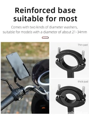 Suport aluminiu telefon Rockbros tija lunga 6 puncte bicicleta trotineta motocicleta scuter atv