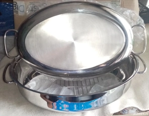 2in1 Vas inox cu capac 13L MULTIFUNCȚIONAL (Cratiță, Tigaie, Caserolă, Oală, etc.)