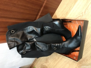 Cizme dama din piele naturala, elegante, negre, marimea 36