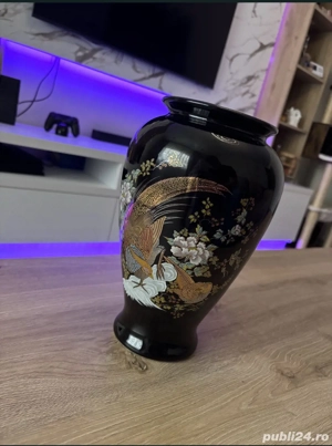 Vaza ceramica negru auriu lucios