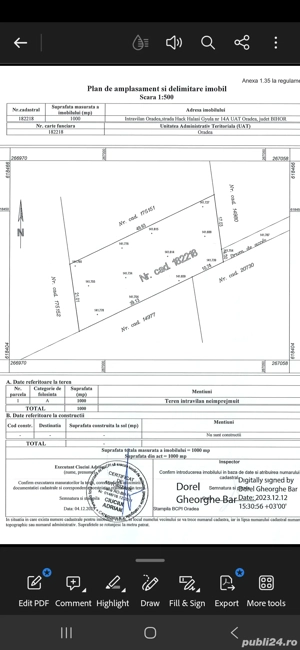 Teren intravilan Grigorescu 1000 mp 