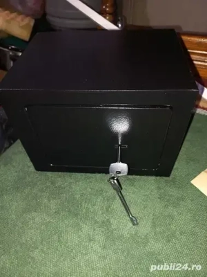 Seif metalic cu 2chei,nou, sigilat,negru, trimit