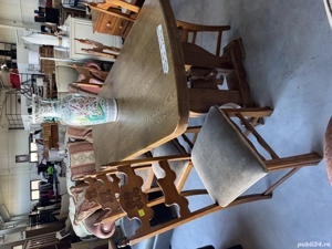 Masa din lemn masiv cu 6 scaune 