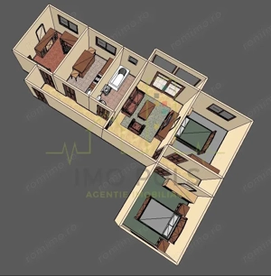 Cetatii. Etaj 1. Centrala proprie. 4 camere transformat in 3 camere decomandat - imagine 8