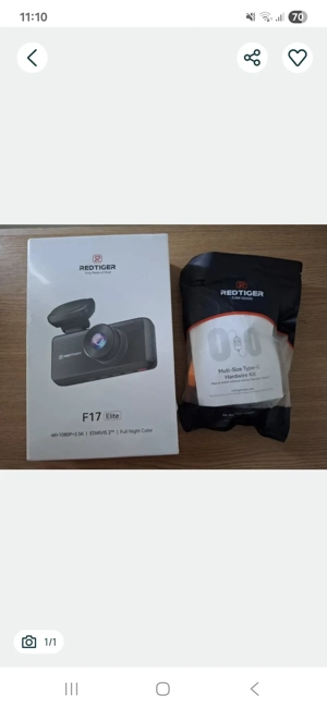 Cameră auto Redtiger F17 Elite 4K   Nouă, Sigilată + Kit Hardwire + Card sd de 128 GB 4k ready 