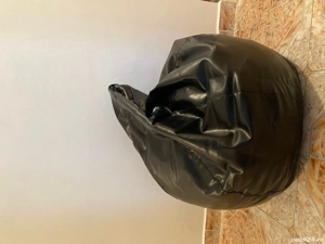 Fotoliu tip puf mare (bean bag), piele ecologică, negru